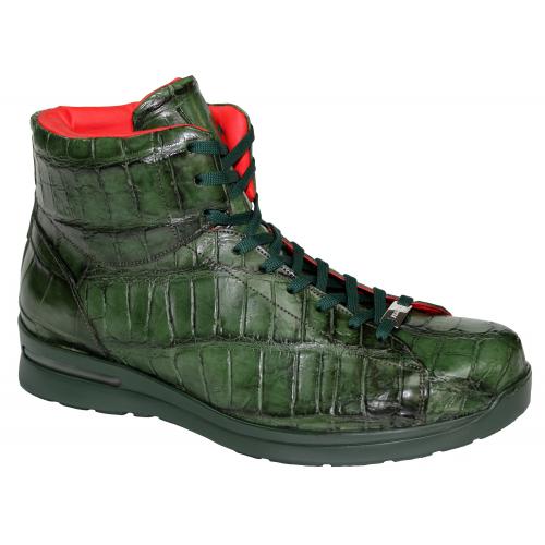 Fennix Italy "FRANCIS " Green Genuine Alligator Casual Sneakers.